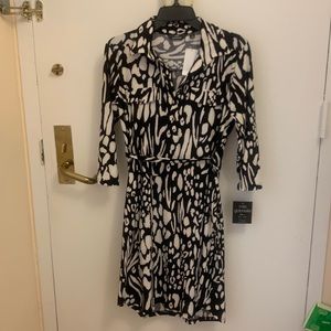 Black and white light weight wrap dress